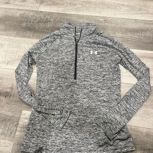 Under Armour Women's Black and White Quarter-Zip Sweatshirt